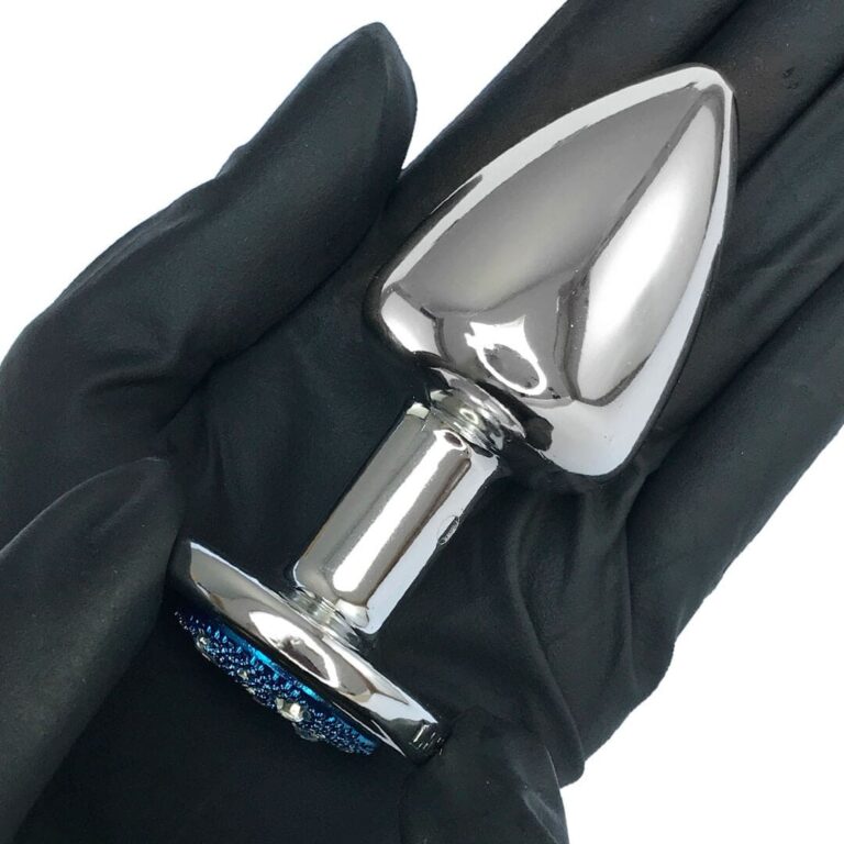 Plug Anal G 9cm x 4cm Leve sem Metal Prata Com Pedra Cravejada Azul - Feito em ABS HA155CA - Imagem 5