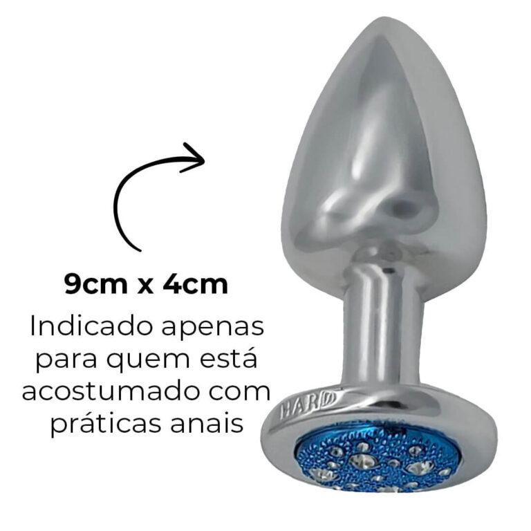 Plug Anal G 9cm x 4cm Leve sem Metal Prata Com Pedra Cravejada Azul - Feito em ABS HA155CA - Imagem 9