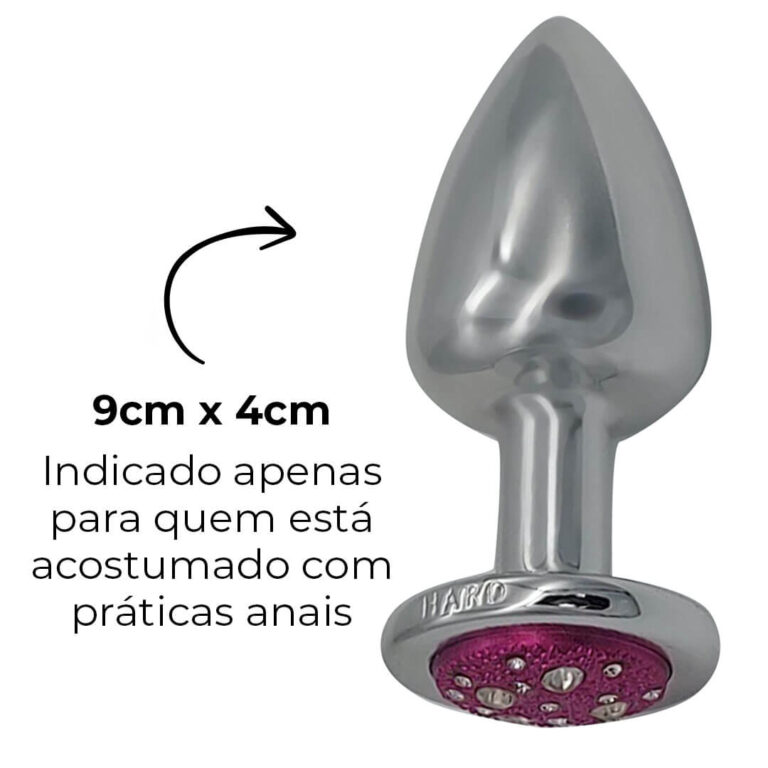 Plug Anal G 9cm x 4cm Leve sem Metal Prata Com Pedra Cravejada Rosa - Feito em ABS HA155CR - Imagem 10