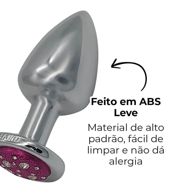 Plug Anal G 9cm x 4cm Leve sem Metal Prata Com Pedra Cravejada Rosa - Feito em ABS HA155CR - Imagem 13
