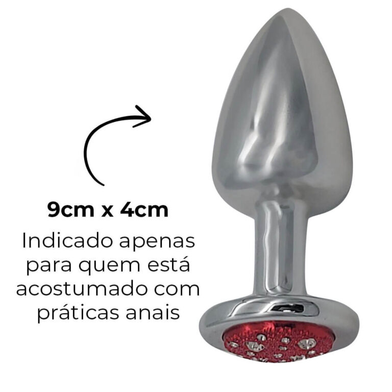 Plug Anal G 9cm x 4cm Leve sem Metal Prata Com Pedra Cravejada Vermelha - Feito em ABS HA155CV - Imagem 11