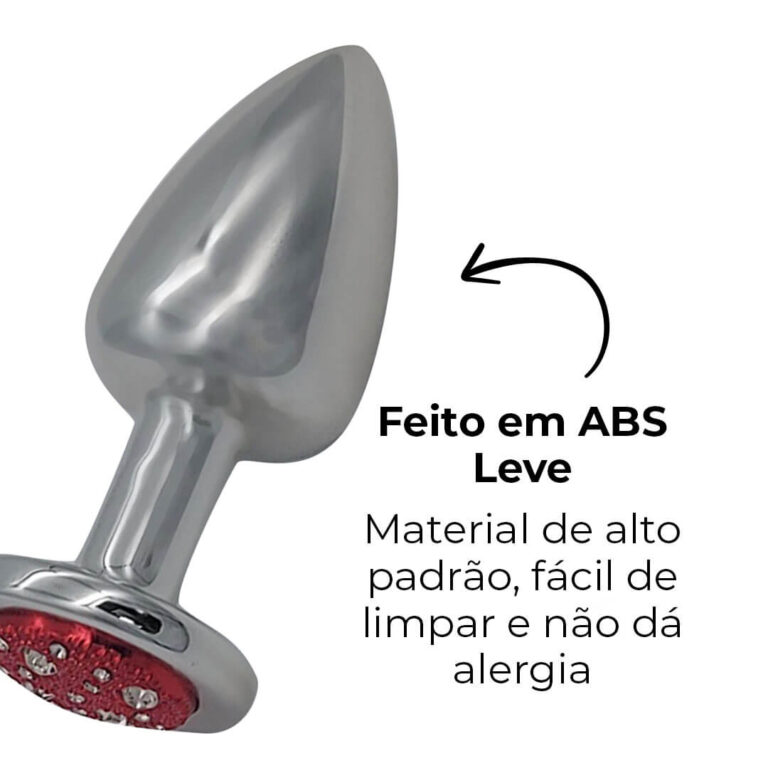 Plug Anal G 9cm x 4cm Leve sem Metal Prata Com Pedra Cravejada Vermelha - Feito em ABS HA155CV - Imagem 13