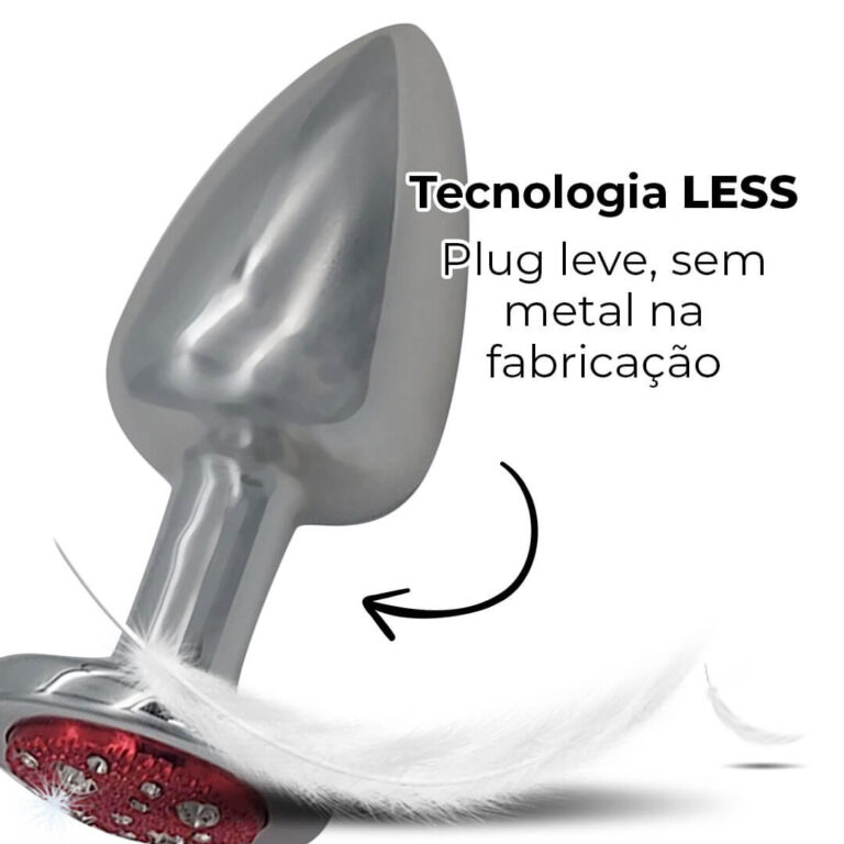 Plug Anal G 9cm x 4cm Leve sem Metal Prata Com Pedra Cravejada Vermelha - Feito em ABS HA155CV - Imagem 9