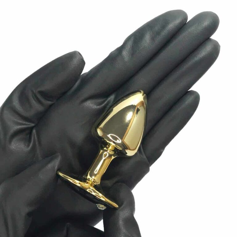 Plug Anal P 6,5cm x 3cm Dourado com Pedra de Coração Prata - Feito em Metal HA161DC - Imagem 4
