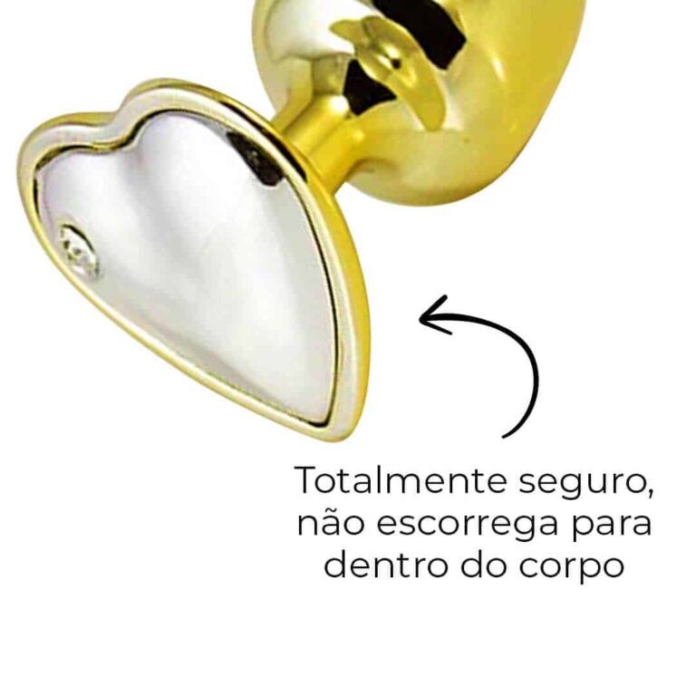 Plug Anal P 6,5cm x 3cm Dourado com Pedra de Coração Prata - Feito em Metal HA161DC - Imagem 11
