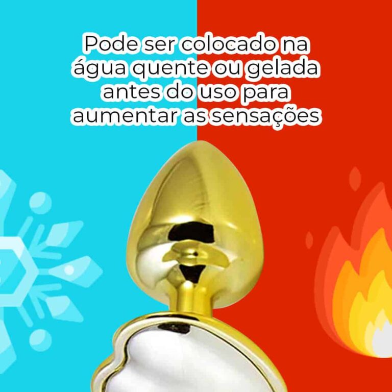 Plug Anal P 6,5cm x 3cm Dourado com Pedra de Coração Prata - Feito em Metal HA161DC - Imagem 8