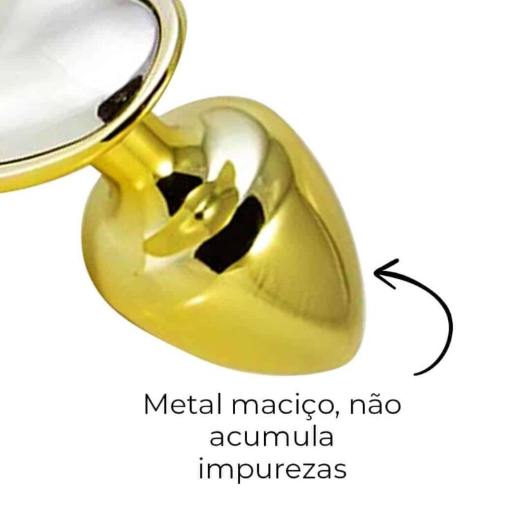 Plug Anal P 6,5cm x 3cm Dourado com Pedra de Coração Prata - Feito em Metal HA161DC - Imagem 12