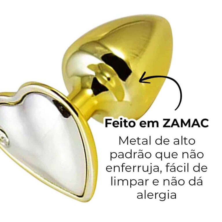 Plug Anal P 6,5cm x 3cm Dourado com Pedra de Coração Prata - Feito em Metal HA161DC - Imagem 13