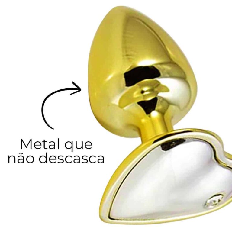 Plug Anal P 6,5cm x 3cm Dourado com Pedra de Coração Prata - Feito em Metal HA161DC - Imagem 14