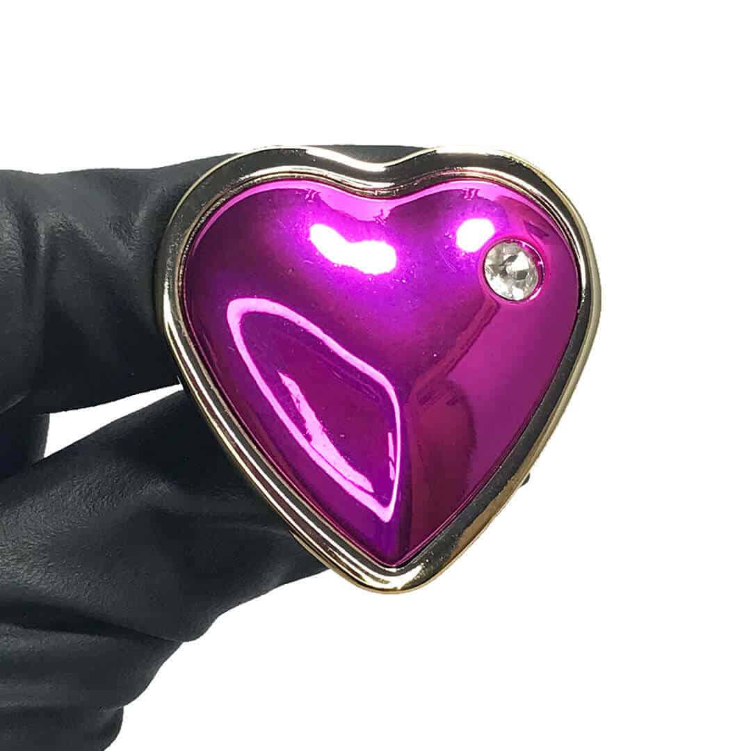 Plug Anal P 6,5cm x 3cm Dourado com Pedra de Coração Rosa - Feito em Metal HA161DR - Imagem 6