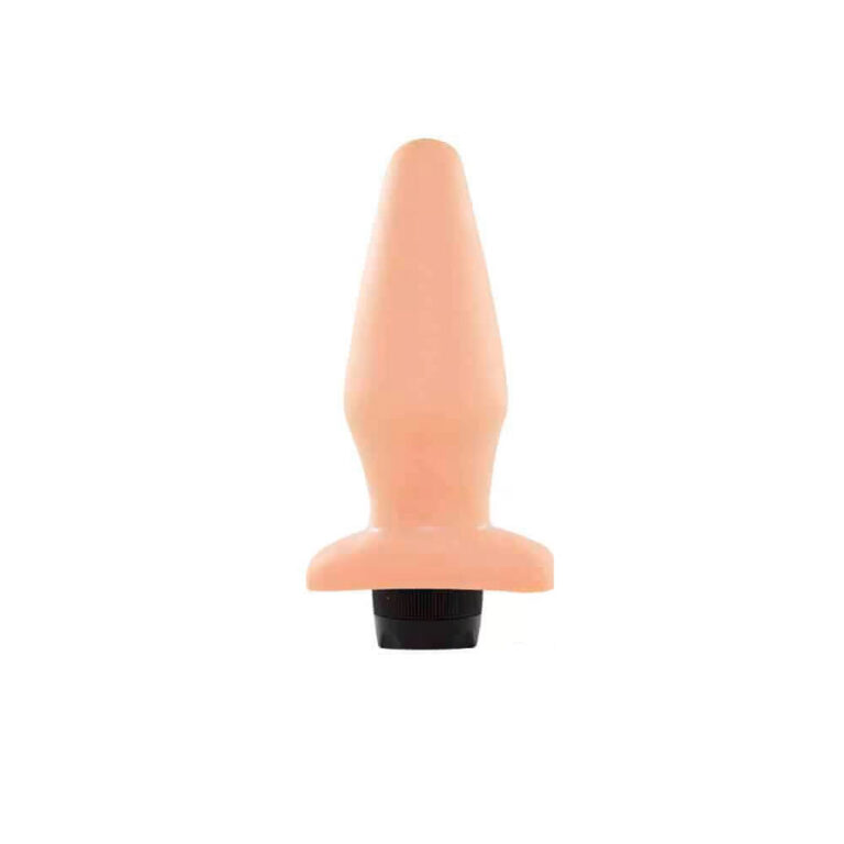 Plug Anal G 13cm x 6cm Borracha Grosso com Vibro Bege RPP-05B