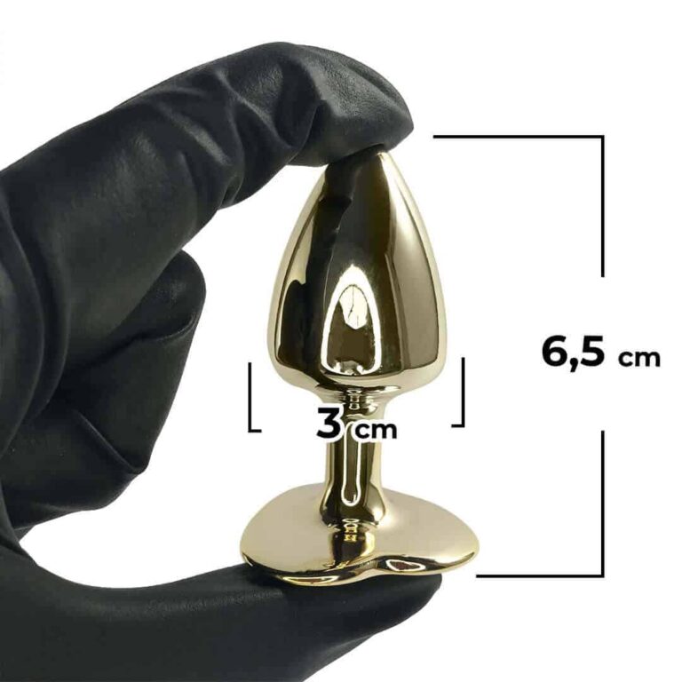 Plug Anal P 6,5cm x 3cm Dourado com Pedra de Coração Prata - Feito em Metal HA161DC - Imagem 3