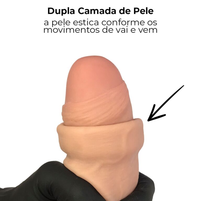 Pênis Realista Grande 25,5cm x 5cm Dupla Camada (Pele que estica) Com vértebra Bege - Imagem 6