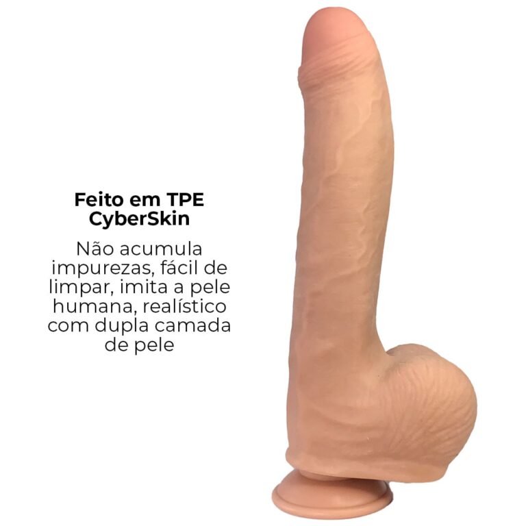 Pênis Realista Grande 25,5cm x 5cm Dupla Camada (Pele que estica) Com vértebra Bege - Imagem 8
