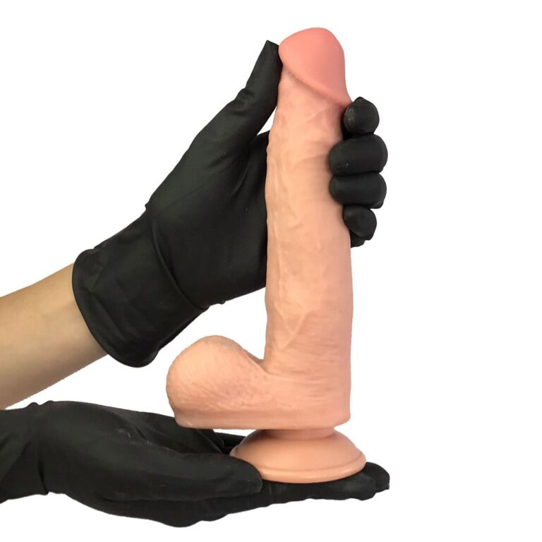 Pênis Realista Grande 19,5cm x 3,5cm Dupla Camada (Pele que estica) Com vértebra Bege - Imagem 11