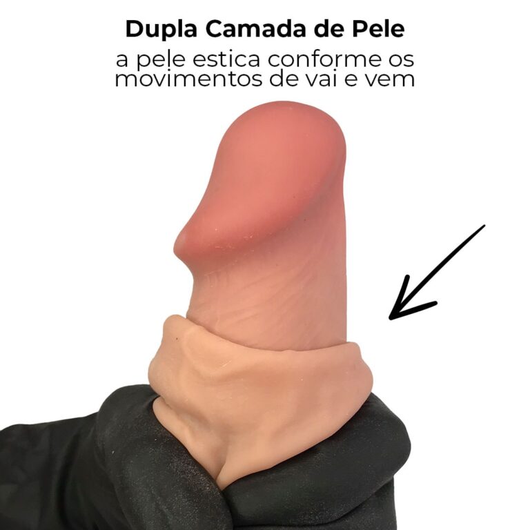 Pênis Realista Grande 22,5cm x 4cm Dupla Camada (Pele que estica) Com vértebra Bege - Imagem 6