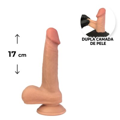 Pênis Realista Médio 17cm x 3,5cm Dupla Camada (Pele que estica) Com vértebra Bege