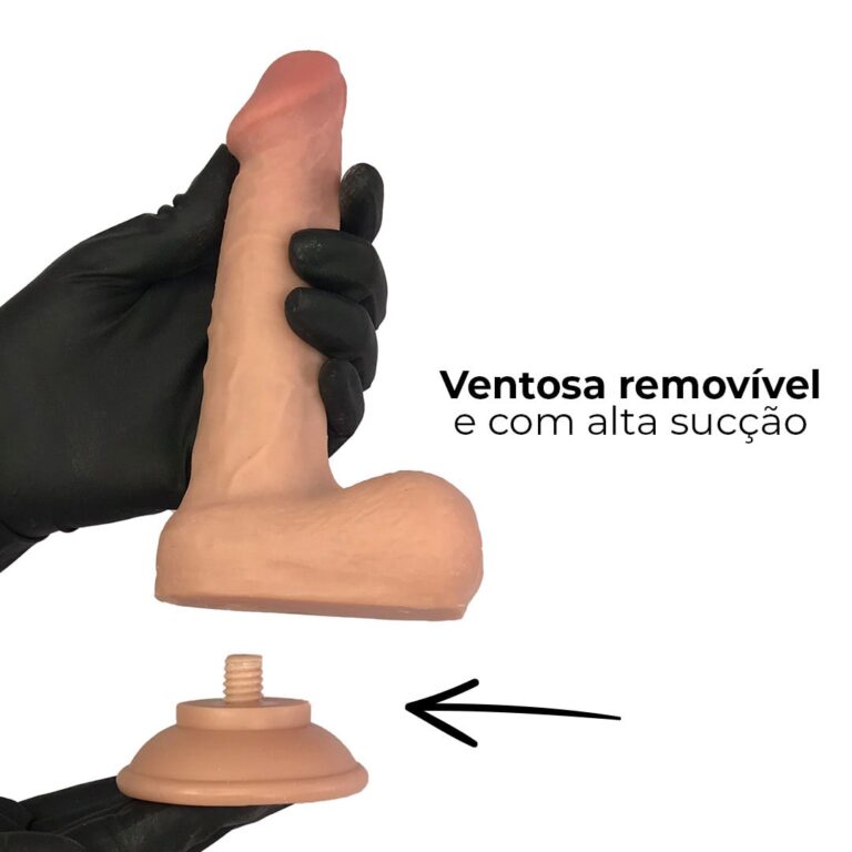 Pênis Realista Médio 17cm x 3,5cm Dupla Camada (Pele que estica) Com vértebra Bege - Imagem 12