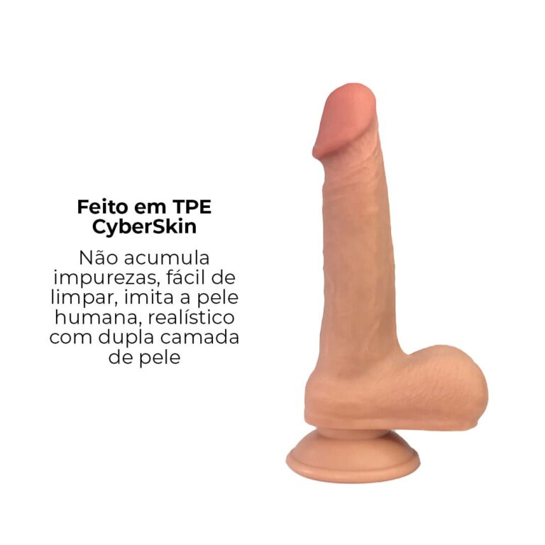 Pênis Realista Médio 17cm x 3,5cm Dupla Camada (Pele que estica) Com vértebra Bege - Imagem 13