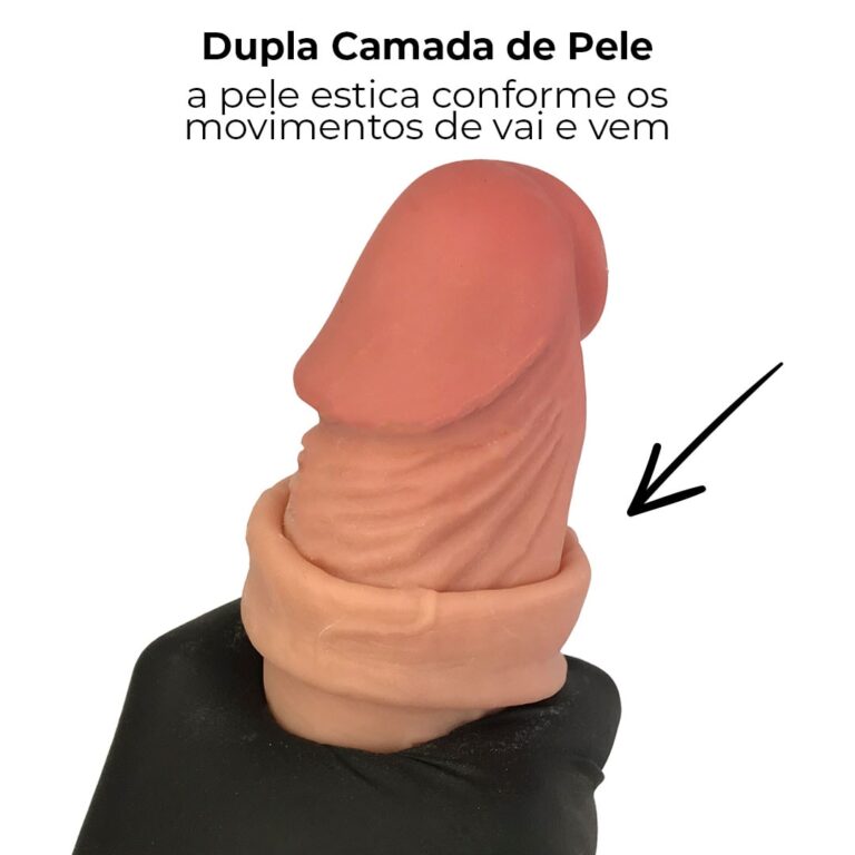 Pênis Realista Grande 19,5cm x 4cm Dupla Camada (Pele que estica) Com vértebra Bege - Imagem 6