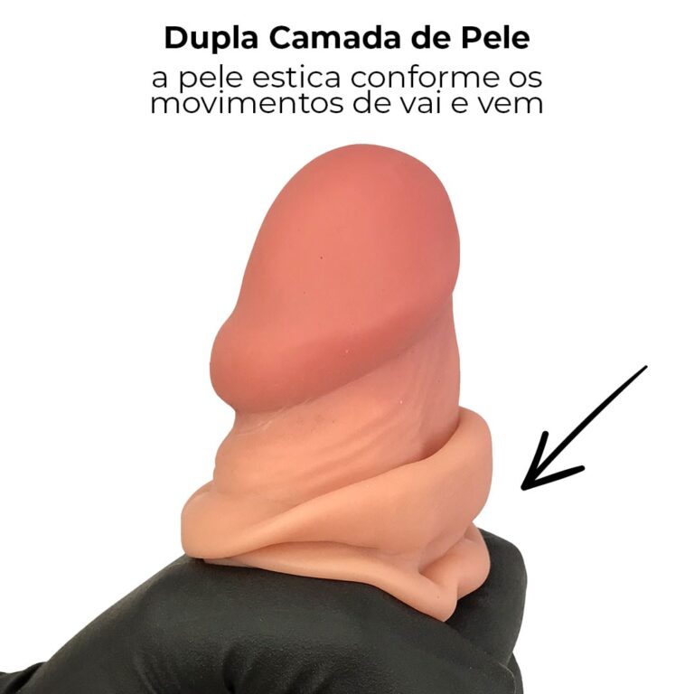Pênis Realista Grande 19cm x 4cm Dupla Camada (Pele que estica) Com vértebra Bege - Imagem 6