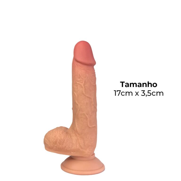 Pênis Realista Médio 17cm x 3,5cm Dupla Camada (Pele que estica) Com vértebra Bege - Imagem 3