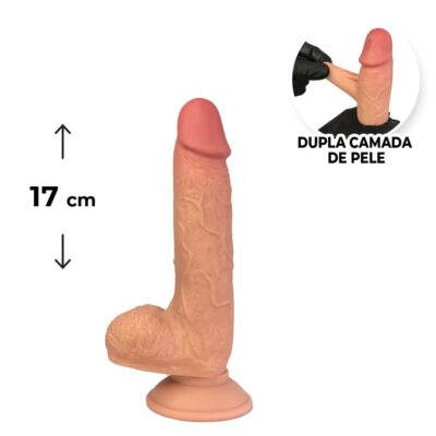 Pênis Realista Médio 17cm x 3,5cm Dupla Camada (Pele que estica) Com vértebra Bege