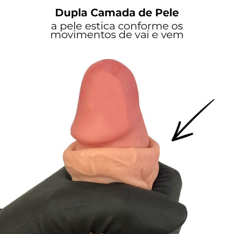 Pênis Realista Médio 17cm x 3,5cm Dupla Camada (Pele que estica) Com vértebra Bege - Imagem 6
