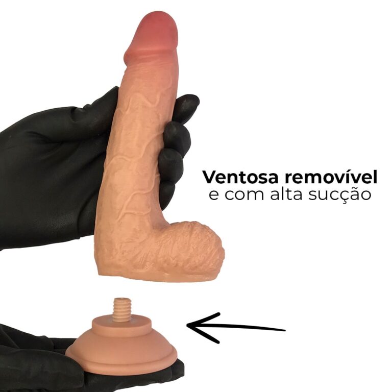 Pênis Realista Médio 17cm x 3,5cm Dupla Camada (Pele que estica) Com vértebra Bege - Imagem 13