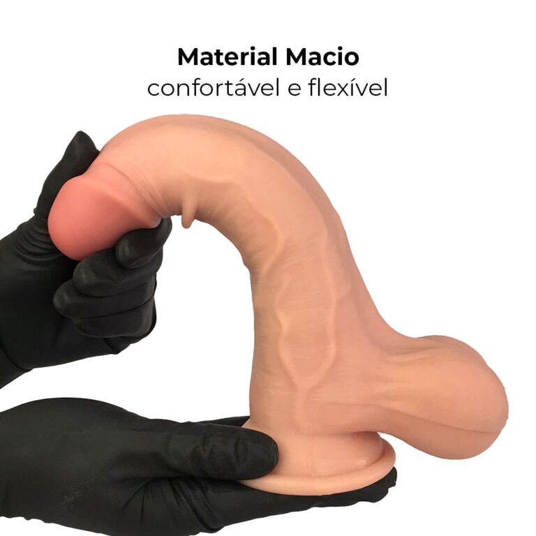 Pênis Realista Grande 21cm x 4cm Dupla Camada (Pele que estica) Com vértebra Bege - Imagem 12