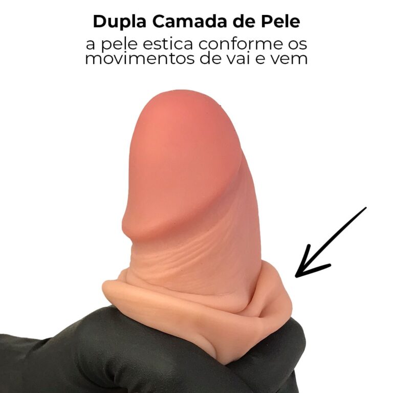 Pênis Realista Grande 21cm x 4cm Dupla Camada (Pele que estica) Com vértebra Bege - Imagem 6