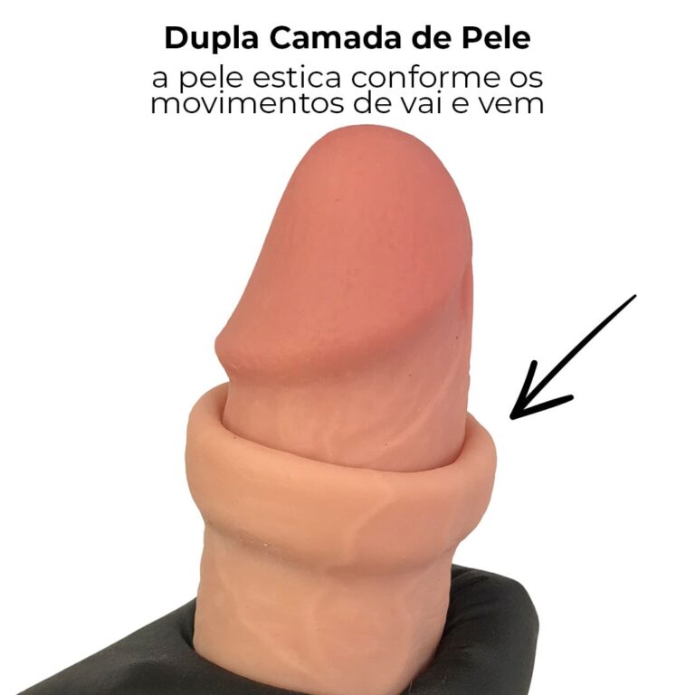 Pênis Realista Grande 21cm x 4cm Dupla Camada (Pele que estica) Com vértebra Bege - Imagem 5