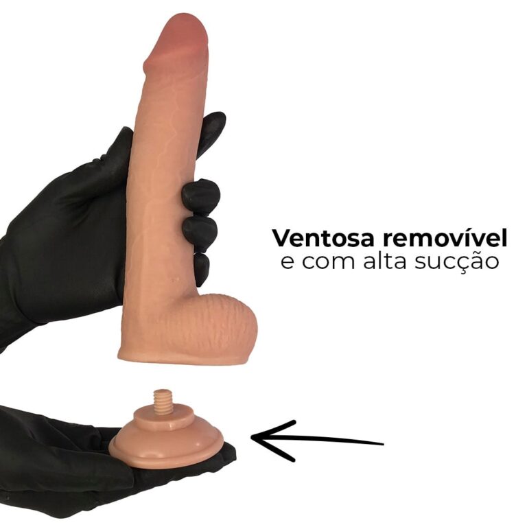 Pênis Realista Grande 21cm x 4cm Dupla Camada (Pele que estica) Com vértebra Bege - Imagem 9