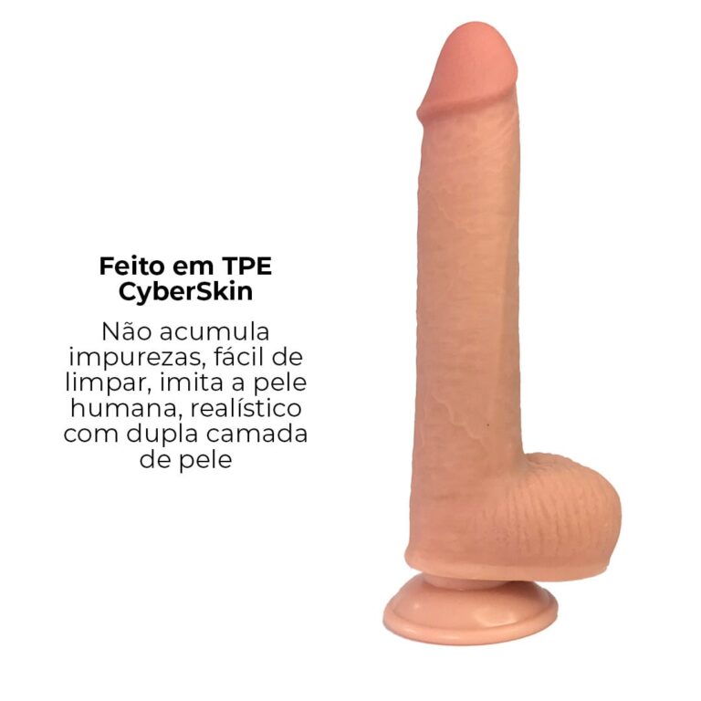 Pênis Realista Grande 21cm x 4cm Dupla Camada (Pele que estica) Com vértebra Bege - Imagem 10