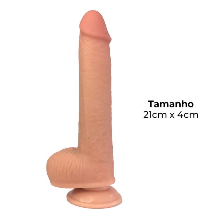 Pênis Realista Grande 21cm x 4cm Dupla Camada (Pele que estica) Com vértebra Bege - Imagem 8