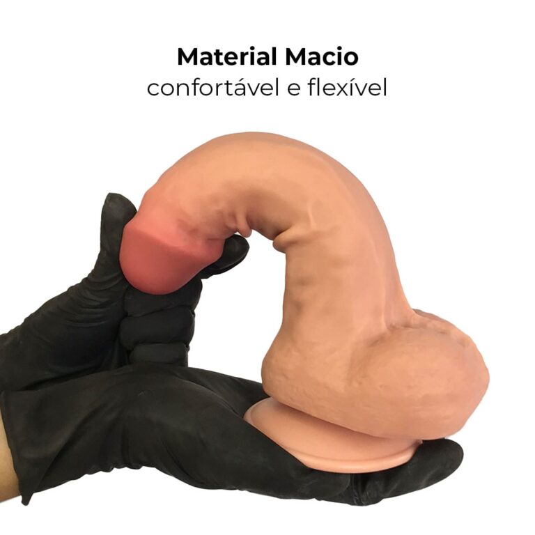 Pênis Realista Grande 21,5cm x 5cm Dupla Camada (Pele que estica) Com vértebra Bege - Imagem 7