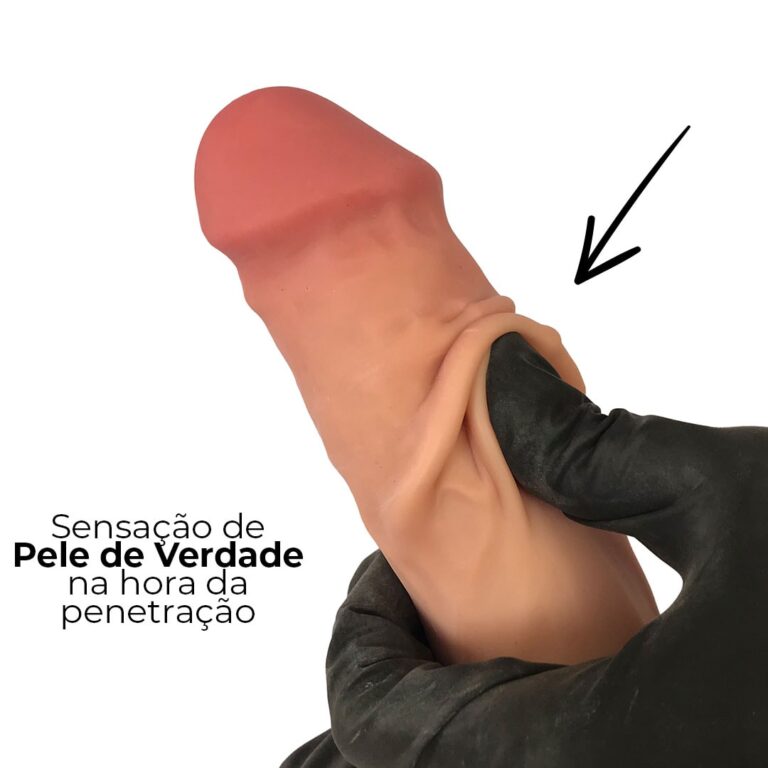 Pênis Realista Grande 21,5cm x 5cm Dupla Camada (Pele que estica) Com vértebra Bege - Imagem 5
