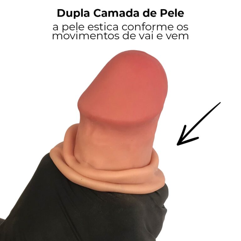 Pênis Realista Grande 21,5cm x 5cm Dupla Camada (Pele que estica) Com vértebra Bege - Imagem 6