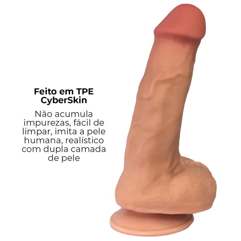 Pênis Realista Grande 21,5cm x 5cm Dupla Camada (Pele que estica) Com vértebra Bege - Imagem 12