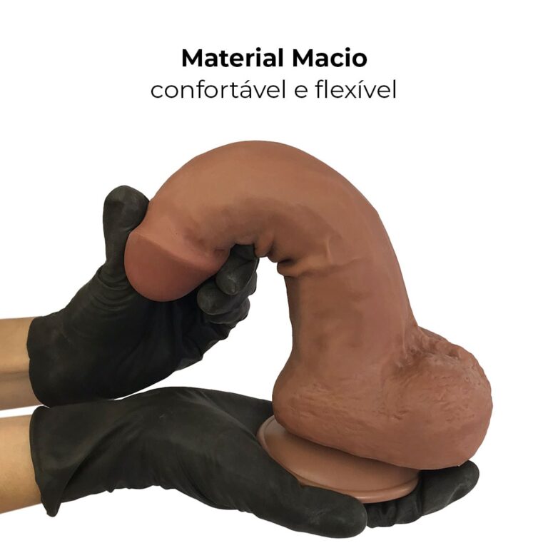 Pênis Realista Grande 21,5cm x 5cm Dupla Camada (Pele que estica) Com vértebra Marrom - Imagem 7