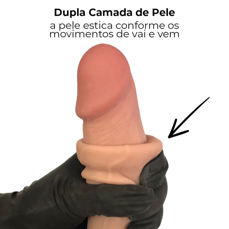 Pênis Realista Grande 23cm x 4,5cm Dupla Camada (Pele que estica) Com vértebra Bege - Imagem 6