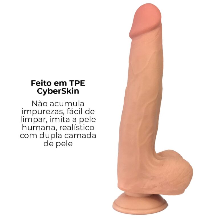 Pênis Realista Grande 23cm x 4,5cm Dupla Camada (Pele que estica) Com vértebra Bege - Imagem 12