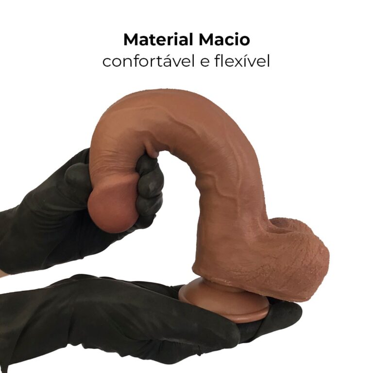 Pênis Realista Grande 23cm x 4,5cm Dupla Camada (Pele que estica) Com vértebra Marrom - Imagem 7