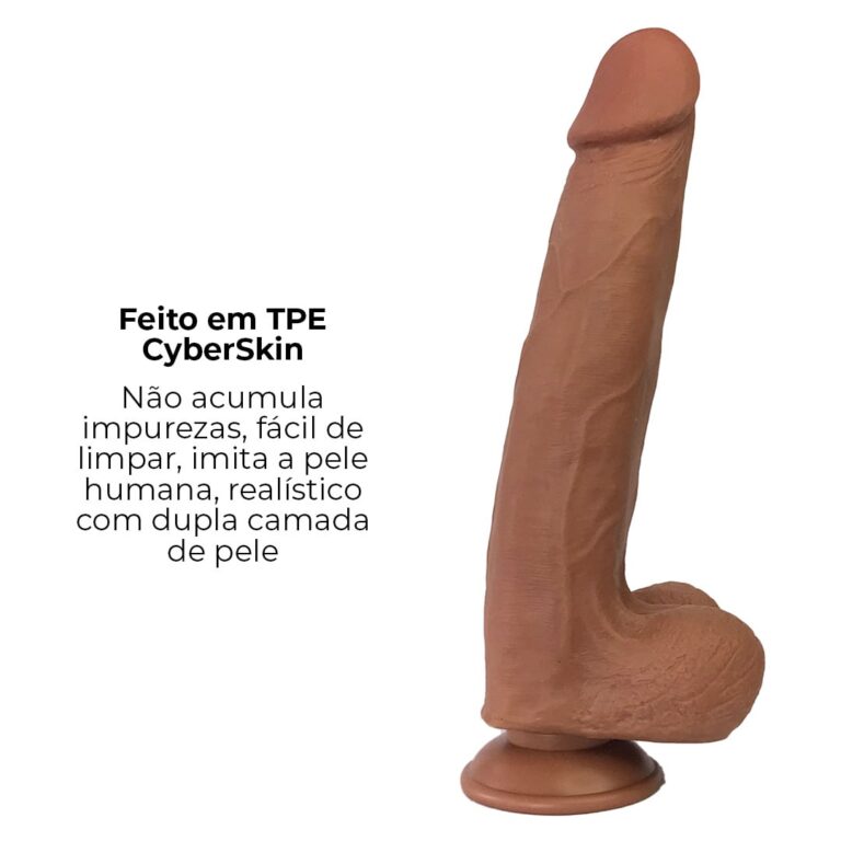 Pênis Realista Grande 23cm x 4,5cm Dupla Camada (Pele que estica) Com vértebra Marrom - Imagem 12