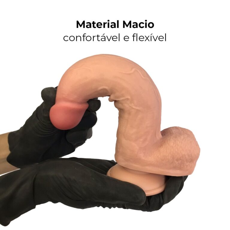 Pênis Realista Grande 20cm x 4cm Dupla Camada (Pele que estica) Com vértebra Bege - Imagem 7