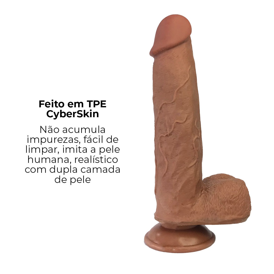 Pênis Realista Grande 20cm x 4cm Dupla Camada (Pele que estica) Com vértebra Marrom - Imagem 11