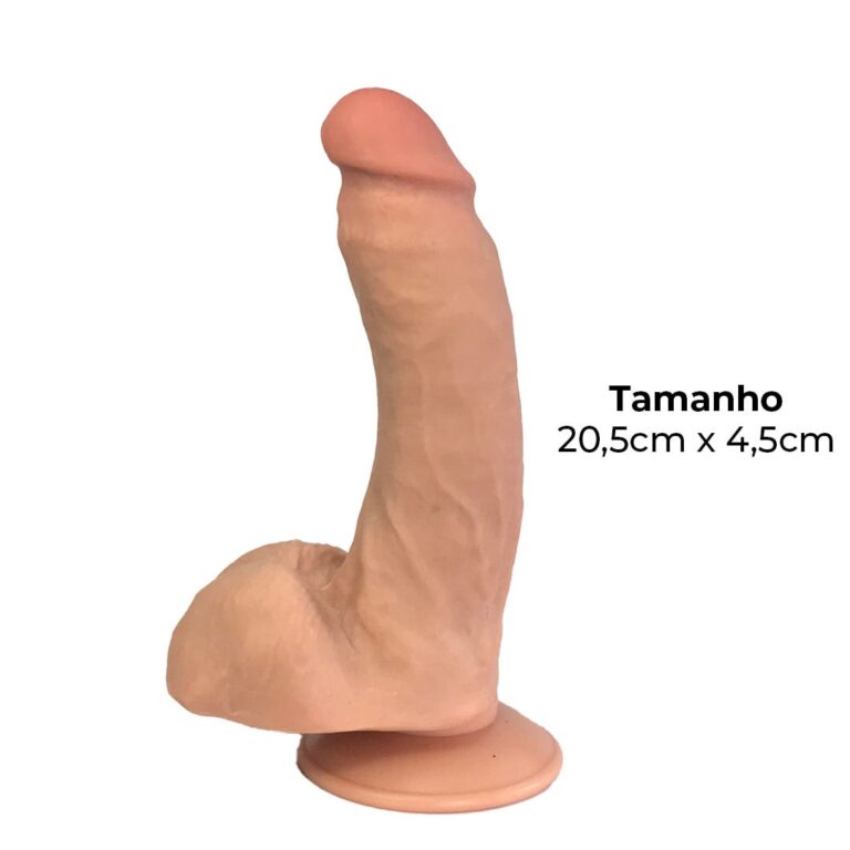 Pênis Realista Grande 20,5cm x 4,5cm Dupla Camada (Pele que estica) Com vértebra Bege - Imagem 7