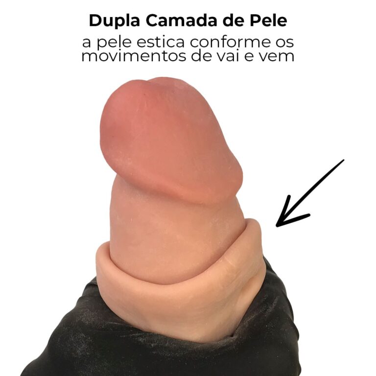 Pênis Realista Grande 20,5cm x 4,5cm Dupla Camada (Pele que estica) Com vértebra Bege - Imagem 4