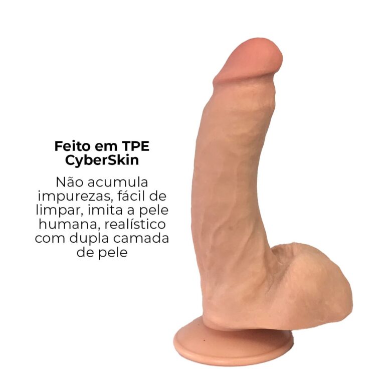 Pênis Realista Grande 20,5cm x 4,5cm Dupla Camada (Pele que estica) Com vértebra Bege - Imagem 12