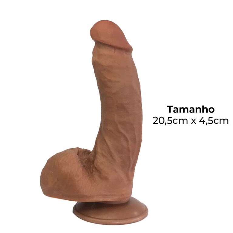 Pênis Realista Grande 20,5cm x 4,5cm Dupla Camada (Pele que estica) Com vértebra Marrom - Imagem 7